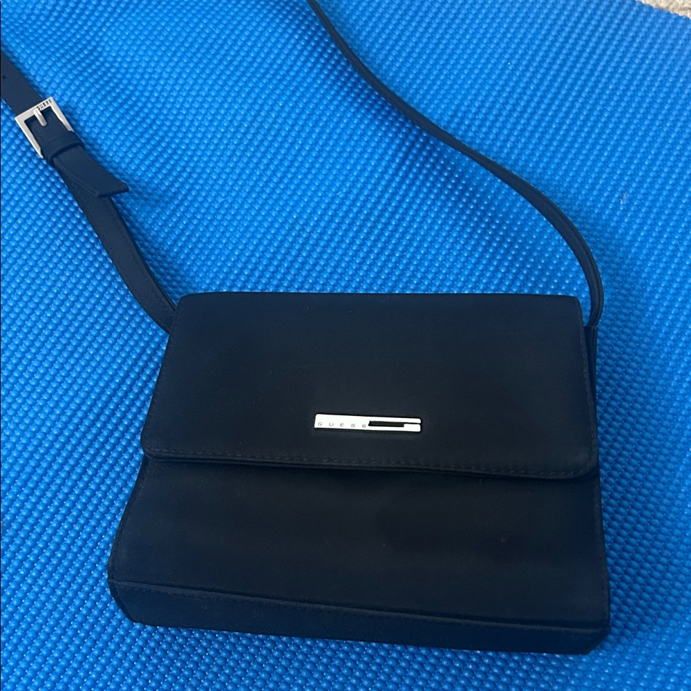 Guess Black Crossbody Bag with Silver Accent